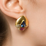 VINTAGE ✦ 18k Sapphire & Diamond Clips