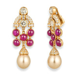 VINTAGE ✦ 18k Ruby, Diamond, & Pearl Clips